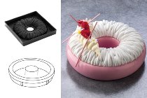 @ Kit Silikon-Matte | -Form | Einzel- | Kuchenform rund mit Relief & Loch 'Corolla' Ober-& Unterteil