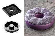 @ Kit Silikon-Matte | -Form | Einzel- | Kuchenform rund mit Relief & Loch 'Louvre' Ober-& Unterteil