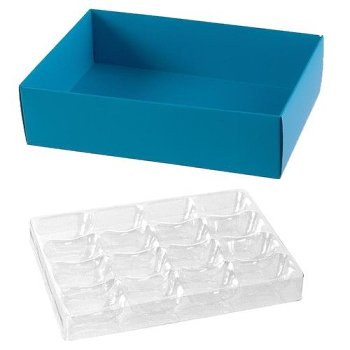 @ Macaron-Schachtel 16-er rechteckig blau 'Acidulees'