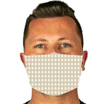 Mund-Nasen-Maske speziell für Bäckereien mit Druck "Muffin" weiß/beige