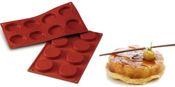 @ Silikon-Matte | -Form 8 runde Formen | Törtchen | Tartelettes | Florentiner (1/3 GN=17,5x30cm)