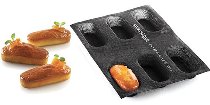 @ Silikon-Matte | -Form | Backmatte gelocht antihaft, 6 längliche ovale Formen | Eclairs (4 Stk)