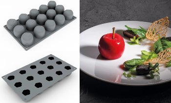 Silikon-Matte | -Form 15 Apfelformen | Äpfel 'Gala' (30x17,5cm)
