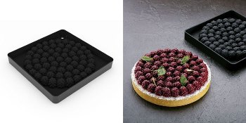 @ Silikon-Matte | -Form 1 runde Form mit Brombeer-Relief 'Raven' groß (19x19cm)