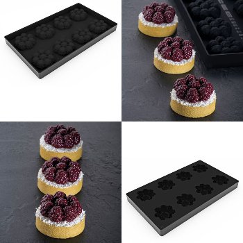 @ Silikon-Matte | -Form 8 runde Formen mit Brombeer-Relief 'Raven' klein (30x17,5cm)