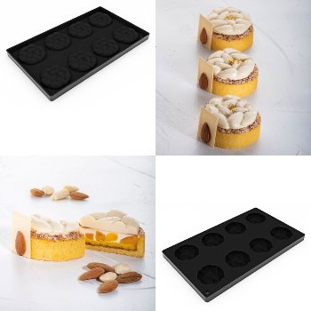 @ Silikon-Matte | -Form 8 runde Formen mit Mandel-Relief klein (30x17,5cm)