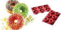 @ Silikon-Matte | -Form 6 runde Formen mit Loch | Ringe | Donuts | Savarins (1/3GN= 17,5x30cm)