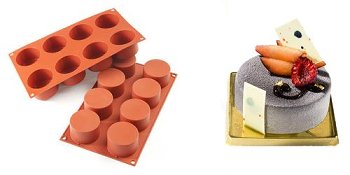 @ Silikon-Matte | -Form 8 runde Formen | Zylinder (1/3GN= 17,5x30cm)