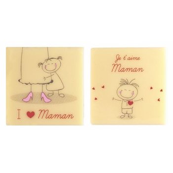 @ Schoko-Dekor Aufleger weiß Carré 'Je t'aime Maman' (240 Stk)