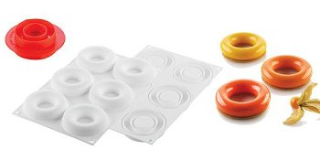 @ Silikon-Matte | -Form 6 runde Formen mit Loch | Ringe | Savarins | Donuts
