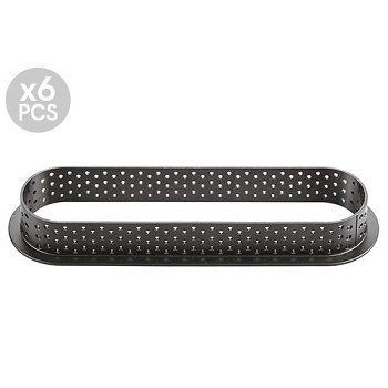 Torten- | Tartes- | Dessert-Ring Oval | Eclairform mikrogelocht 146/34/20 (6 Stk)