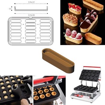 @ Cookmatic MAXI Back-Platte Oval glatt | Eclairformen 12,3x3cm (2 tlg) Ober-& Unterteil