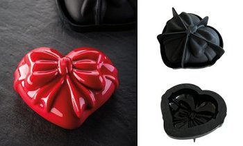 @ Silikon-Matte | -Form | Einzel- | Kuchenform Herz mit Schleife klein 'Cadeau'