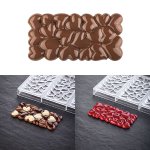 Gießform für Tafel 100g Design 'Eros' Herzen geschwungen (275x175mm)