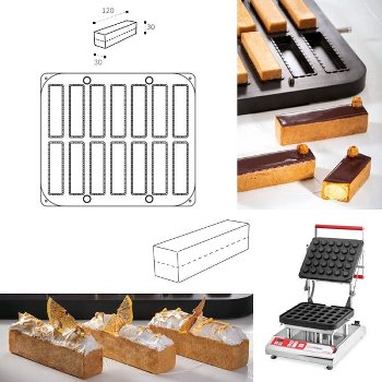 @ Cookmatic Back-Platte Riegel | Barren | Rechtecke 12x3cm (2 tlg) Ober-& Unterteil