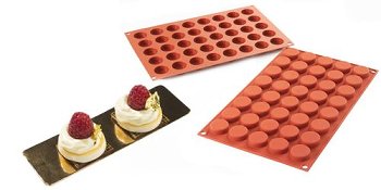 Silikon-Matte | -Form 40 runde Formen | Taler | 'Pastillen' (1/3GN= 17,5x30cm)