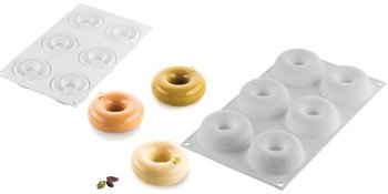 @ Silikon-Matte | -Form 6 runde Formen mit Loch | Ringe | Donuts | Savarins