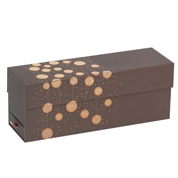 @ Pralinen- | Geschenk-Schachtel rechteckig braun und gold (für1 Flasche + ca. 500g Pralinen)