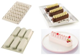 @ Kit Silikon-Matte|-Form 6 ovale Formen 'Eclairs mit Verzierung'