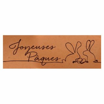 @ Schoko-Dekor Aufleger karamellisert weiß Rechteck 'Joyeuses Paques' (120 Stk)