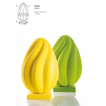 @ Gießform Ei 'Helical' mit Sockel (6 Teile für 2 Stk)