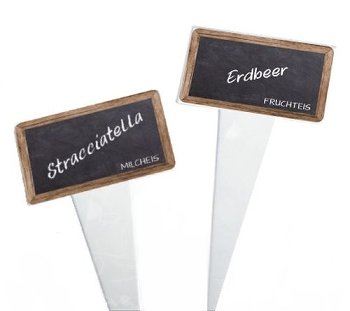 Eissortenschild Neutral, schwarz mit Stecker
