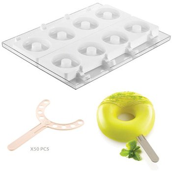 @ Kit Silikon-Matte | -Form Verband | Set für 8 Eis am Stiel | Stieleis Donuts | Savarins