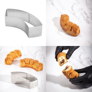 Torten- | Tartes- | Dessert-Ring Bogen | Komma mikrogelocht 'Mezzaluna' 157/50/45