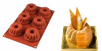@ Silikon-Matte | -Form 6 runde Formen Gugelhupf | Guglhupf (1/3 GN=17,5x30cm)