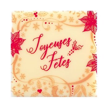 @ Schoko-Dekor Aufleger weiß Carré 'Joyeuses Fêtes' (120 Stk)