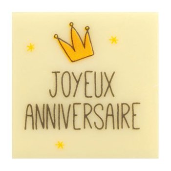 @ Schoko-Dekor Aufleger weiß Carré 'Joyeux Anniversaire' (120 Stk)