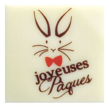 @ Schoko-Dekor Aufleger weiß Carré 'Joyeuses Pâques' (88 Stk)