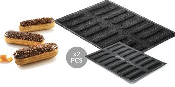 @ Kit Silikon-Matte|-Form | Backmatte gelocht antihaft, 16 ovale Formen | Eclairs (2 Stk)