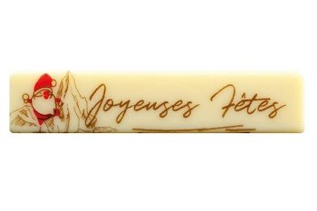 @ Schoko-Dekor Aufleger weiß Rechteck 'Joyeuses Fêtes' (70 Stk)