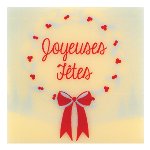 @ Schoko-Dekor Aufleger weiß Carré Schleife mit Herzen 'Joyeuses Fetes' (120 Stk)