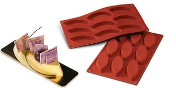 @ Silikon-Matte | -Form 9 Formen oval-spitz (1/3 GN=17,5x30cm)
