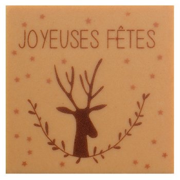 @ Schoko-Dekor Aufleger karamellisiert weiß Carré 'Joyeuses Fetes' (120 Stk)
