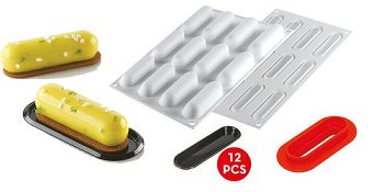 @ Silikon-Matte | -Form 12 längliche Formen | Rollen | 'Eclairs'