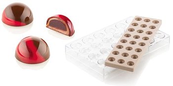 @ Kit Gießform Praline | Pralinengießform + Silikonmatte 24 Halbkugeln