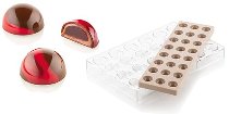 @ Kit Gießform Praline | Pralinengießform + Silikonmatte 24 Halbkugeln