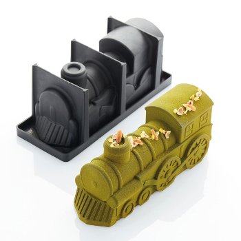 @ Silikon-Matte | -Form | Einzel- | Kuchenform rechteckig Lokomotive 'Express Log'