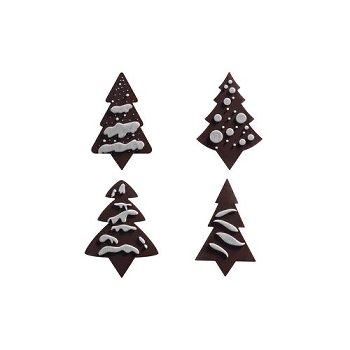 @ Schoko-Dekor Aufleger bitter Weihnachts- | Tannen- | Christbaum mit Relief in weiß (132 Stk)