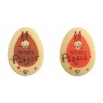@ Schoko-Dekor Aufleger weiß Ei Hase 'Joyeuses Pâques' (80 Stk)
