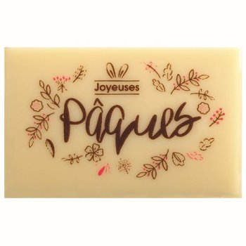@ Schoko-Dekor Aufleger weiß Rechteck 'Joyeuses Paques' (75 Stk)