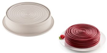 @ Silikon-Matte | -Form | Einzel- | Kuchenform rund mit Relief 'Vinile'