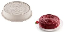 @ Silikon-Matte | -Form | Einzel- | Kuchenform rund mit Relief 'Vinile'
