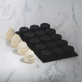 Silikon-Matte | -Form 15 runde Formen | Törtchen | Tartelettes | Zylinder 'Cylinder' (30x17,5cm)