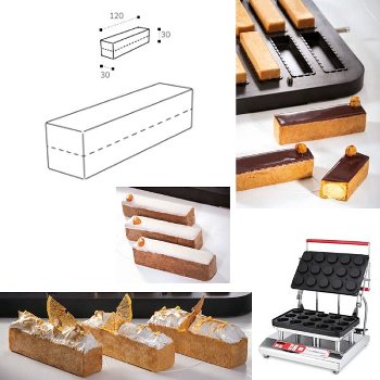 @ Cookmatic MAXI Back-Platte Riegel | Barren | Rechtecke 12x3cm (2 tlg) Ober-& Unterteil