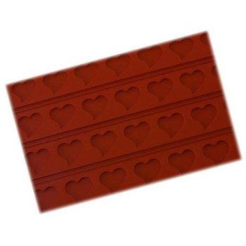 @ Silikon-Matte | -Form mit Relief | Reliefmatte für Tortendekore Motiv 08 'Herzen'