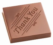 @ Gießform Praline | Pralinengießform quadatisch mit Aufschrift 'Thank you'